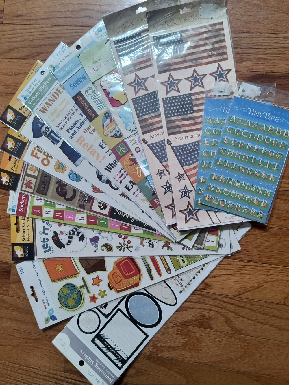Bundle lot of 14 packs of various scrapbooking stickers
